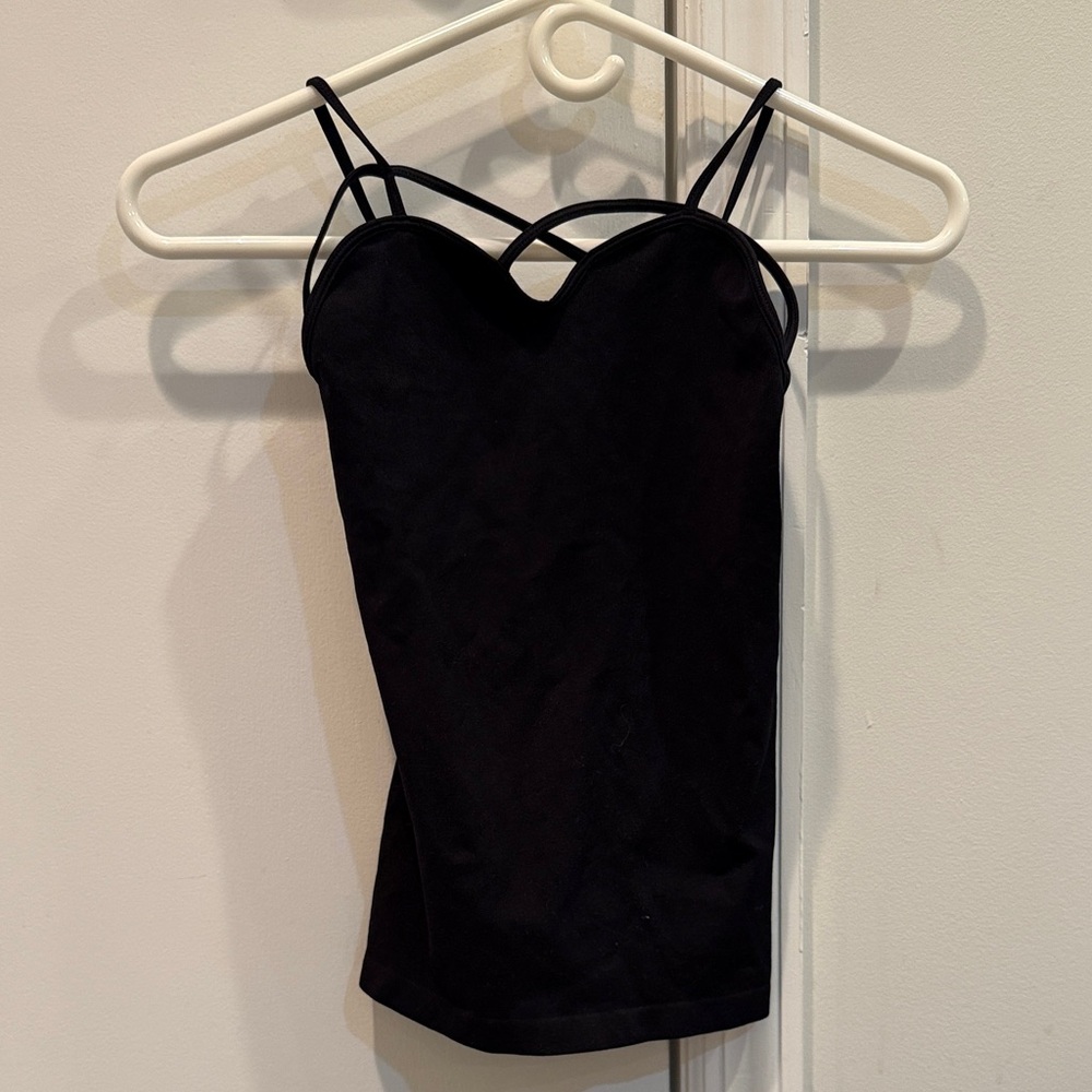 Suzette Black Criss Cross Strappy tank Top. One size (7-14)